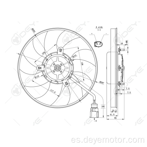 Ventiladores del radiador de refrigeración para A3 TT VW GOLF